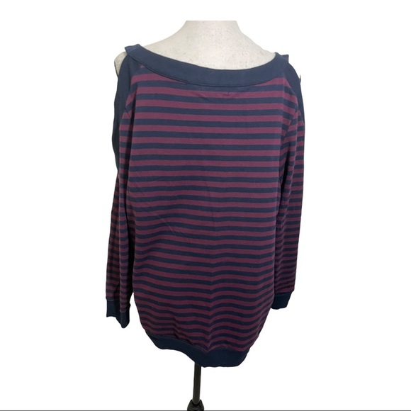 Lane Bryant open shoulder long sleeve striped with gold star’s sweatshirt 14/16 - Picture 7 of 11